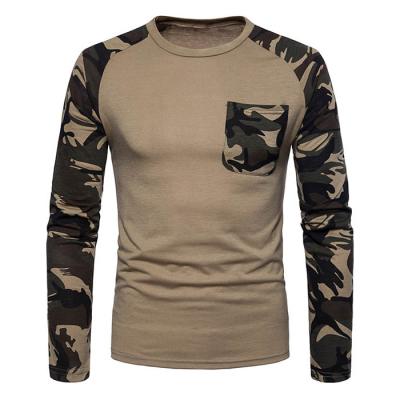 China QUICK DRY Custom Camouflage Round Neck Camouflage Print Patchwork Slim Fit T-shirt Men's Winter Long Sleeve T-Shirts for sale