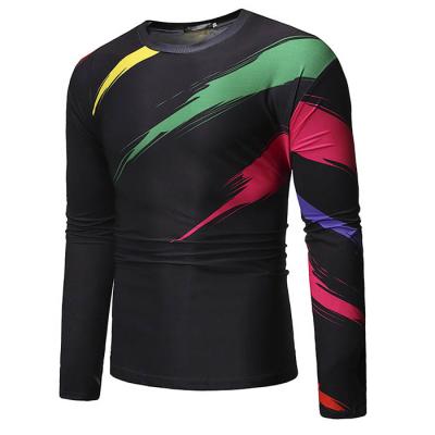 China 100% Polyester Sublimation T-Shirts Black Porcelain Tee Shirts Custom Logo Print Mens QUICK DRY Crew Neck Long Sleeve T-Shirt for sale