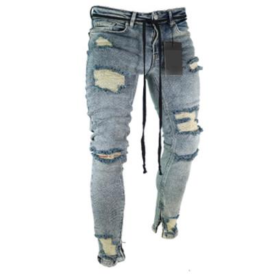 China Wholesale High Quality Slim Fit Stylish Pants Custom Designer Pants Men Ripped Trousers Jeans for sale