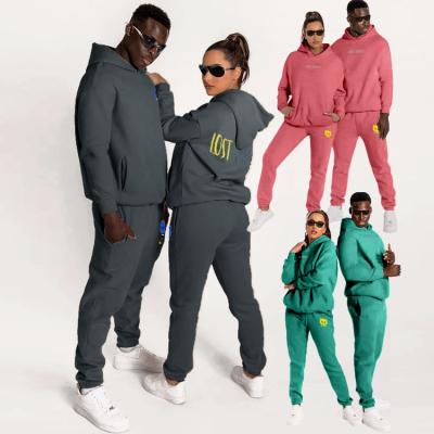 China Wholesale Custom Custom Two Piece Sets Unisex Customized Sweatsuit Plus Size Logo Long Sleeve Hoodies Cotton Sweatpants Pants Set for sale