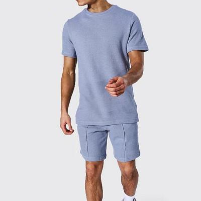 China Custom Made Plus Size Men's T-Shirt And Short Two Piece Set Tracksuit Oversized Sweatsuit for sale