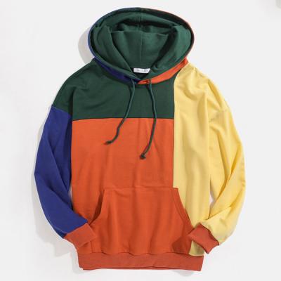 China Anti-pilling men's multi color block splicing custom unisex heavy sweatshirt hooded cotton hoodie pullover wholesale for sale