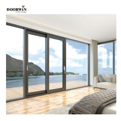 China Large Modern Strong Broken Aluminum Narrow Frame Glass Elevator Thermal Windproof And Sliding Slide Doors for sale