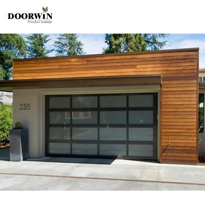 China Anti-theft aluminum alloy frosted new modern black automatic combination glass garage door for sale