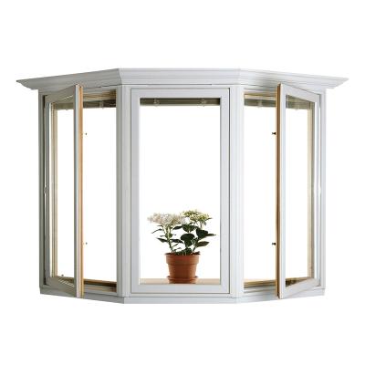 China 2020 Wooden Exterior Bow Swing Doorwin Thermal Interior Aluminum Broken Bay Garden Windows for sale