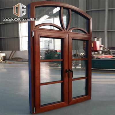 China Double Glazed Aluminum Composite Wood Windows San Francisco Wood Color Swing Casement French Window for sale