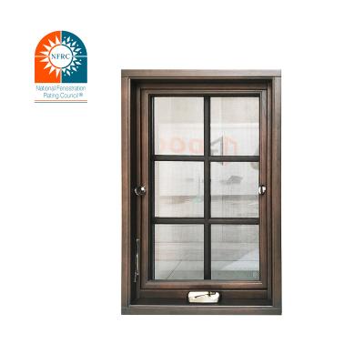 China Magnetic Screen Australian Standard Wood and American Style Aluminum Crank Windows Crank Open Window for sale