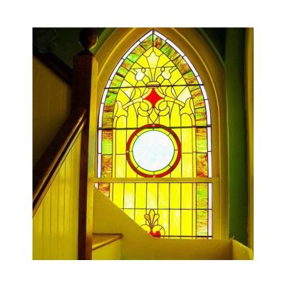 China Yellow Cheap Price Swing Virginia Stained Glass Window Catholic Churches Thermal Insulation Windows for sale