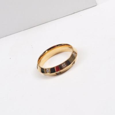 China Unique Design Casual/Sporty UFO Shape Stainless Steel Statement Ring Crystal Gold Plated Zircon Rings For Women for sale