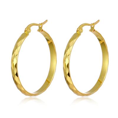 China 2021 New Luxury High Quality Stainless Steel Jewelry 18k Gold Plated Large Large Round Circle Hoop Earrings for sale