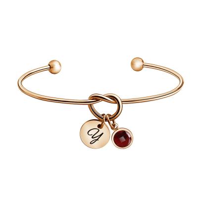 China /Sports Casual 18k Gold Plated Knot Letter Charm Bangle Natural Stone Crystal Bracelets & Bangle Jewelry Stainless Steel Bracelets for sale