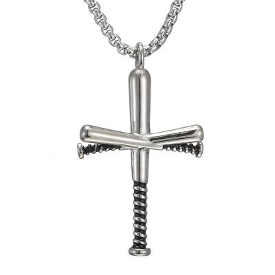 China Religious American Hot Sales Gold Plated Baseball Bat Cross Necklaces Inspired Jewelry for sale