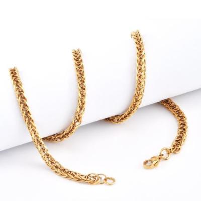 China Hot Selling Stainless Steel Chopin Necklace Jewelry Chains Gold Plated Wheat Casual / Sporty Chains for sale