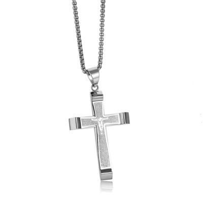 China High Polishing High Quality Stainless Steel Crucifix Jesus Pendants Necklace Black Silver Religious Jewelry For Men Cross Pendant for sale