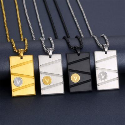 China Wholesale Anti-Allergy Brushed Stainless Steel Mens Jewelry Custom Logo Text Pendant Necklace for sale