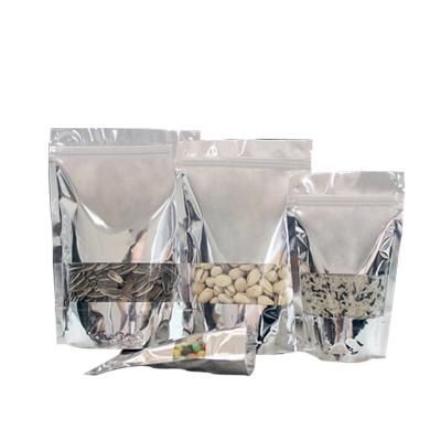 China Disposable Zipper Lock Plastic Food Zipper Packaging Aluminum Foil Ziplock Holder Up Pouch With Window Mylar Aluminum Foil Plastic Bags for sale