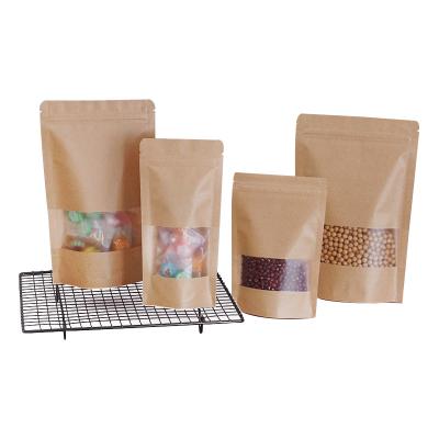 China Recyclable Customized Vertical Zipper Window Kraft Paper Packaging Self Seal Bag Packaging Bag Nuts for sale