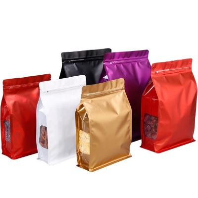 China Recyclable Tea Coffee Aluminum Foil Packaging Bags Flat Bottom Stand Up Zip Lock Bag With Valve for sale