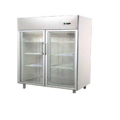 China Single-temperature factory manufacturing vertical double glass door refrigerator GNC1400L2G for shopping mall for sale