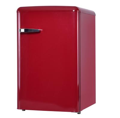 China COMPRESSOR Most popular colorful retro 108L fridge mini refrigerator Single door refrigeator Because-108LH handle for home and hotel for sale