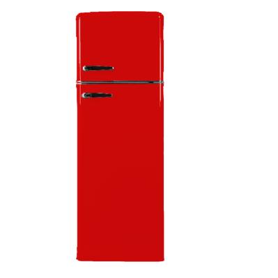 China BCD-260LHc hot sale retro COMPRESSOR mini fridge freezer fredge refrigerator colorful double door handle for home and hotel nevera for sale