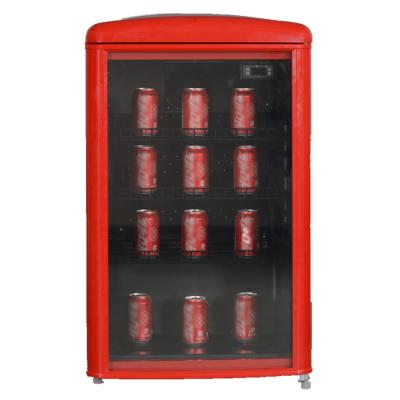 China Freestanding tempered glass double layer COMPRESSOR hot showcase display beverage fridge beverage cooler SC-125LH for commercial or home for sale