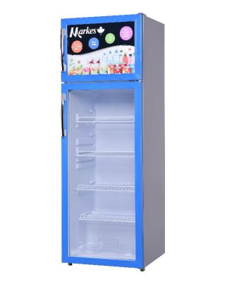 China Retro COMPRESSOR Hot Selling Double Layer Tempered Glass Showcase Display Beverage Fridge Designed Beverage Cooler SC-260 for com nevera for sale