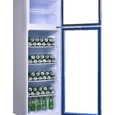 China COMPRESSOR most popula double layer tempered glass door show cases for shop display drinks free fridge SC-260 for commerical for sale