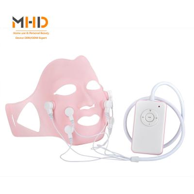 China Dye Removal Vibration Lift Face Massager Skin Rejuvenation Silicone Facial Mask Led Light Therapy Machine With TEN Controller for sale