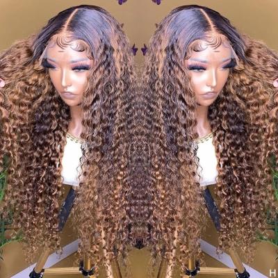 China Other Deep Sheer Lace Front Human Hair, Accented Full Lace Wigs, Curly Highlight Wig HD Wigs Wholesale For Black Woman for sale