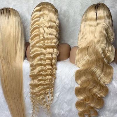 China Water Wave 613 Hd Deep Wave Wig Hair, Brazilian Blonde 613 Full Lace Hair Wig, 30 Inch Virgin Human Hair 613 Full Lace Wig for sale