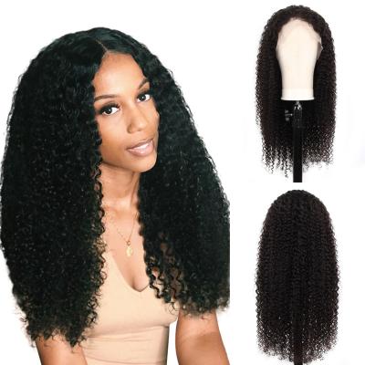 China Wholesale HD Raw Curly Virgin Indian Hair Lace Front Human Hair Kinky Curly Wig Women Swiss Lace Frontal Full Wig for sale