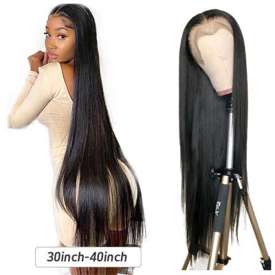 China Free Shipping Silky Straight Wave Pre Plucked 30 32 34 36 38 Peruvian Straight Hair 360 40 Inch Lace Front Wig With Baby Hair Bleached Knots for sale