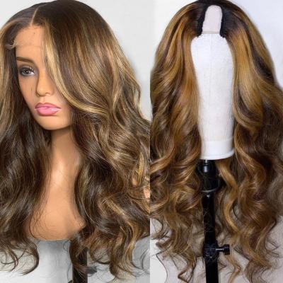 China Ombre Blonde Body Wave Accent Hair U Part Wigs For Black Women, Brazilian Remy Hair U Part Wig, Custom Peruvian U Part Wig for sale