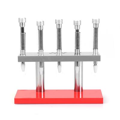 China Metal 5 Press Heads Watch Hand Presser Wrist Repair Tool Kit Fixture Set with 10 Pcs Plastic Dies for sale