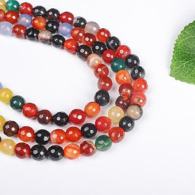 China DIY Necklace Bracelet Making Strand Fashion Rainbow Agate Cutting Faceted Beads Well Polished Round Loose Beads For Jewelry Making for sale