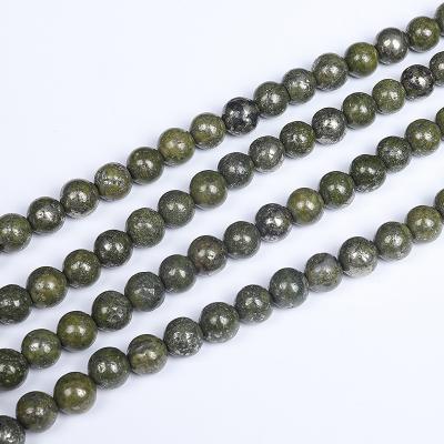 China DIY Necklace Bracelet Making Wholesale 6/8/10/12MM Strand Serpentine Beads Gemstone Loose Beads Natural Green Russian For Jewelry Making for sale