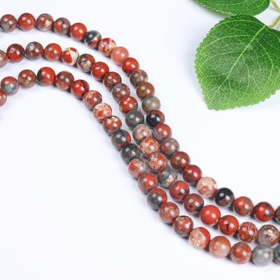 China DIY Necklace Bracelet Making Strands Wholesale Natural Jewelry Beads DIY Making Natural Stone Red Picasso Jasper Gemstone Loose Beads for sale