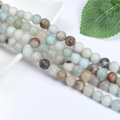 China DIY Necklace Bracelet Making Stranded 4-12mm Natural Natural Gemstone Smooth Loose Beads Amazonite Blue Loose Beads For Jewelry Making for sale