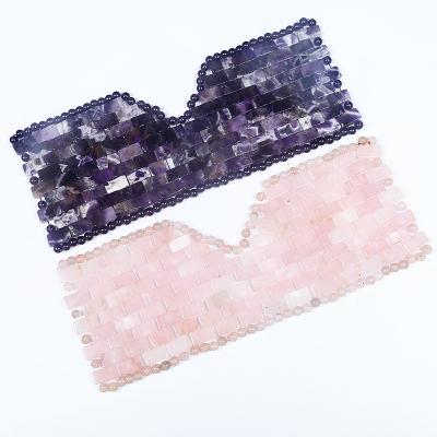 China China Natural Pink Crystal Quartz Eye Mask Amethyst Anti Aging Anti Wrinkle Face Mask Luxury Sleep Mask for sale