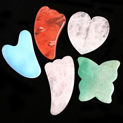 China China Custom Natural Rose Quartz Jade Stone Scraping Massage Board Obsidian Gua Sha Tool Kit for sale