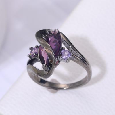 China TRENDY Punk Style Vintage Adjustable Glow in the Dark Luminous Rings Amethyst Gemstone For Men Women Rings for sale