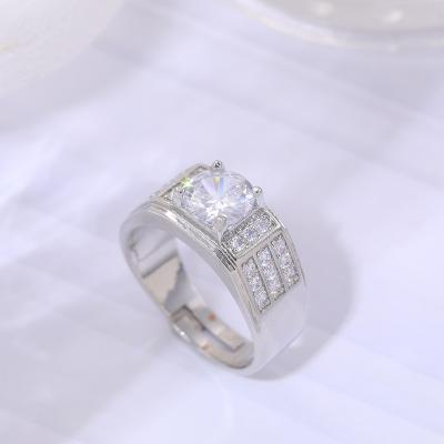 China FASHIONABLE Mens Moissanite Ring 1ct D Brilliant Color VVS Engagement Ring For Men Women Bands for sale