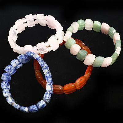 China Natural Emerald Stone Bracelet Handmade High Quality Pink Crystal Onyx Obsidian Opal Healing Bracelet for sale