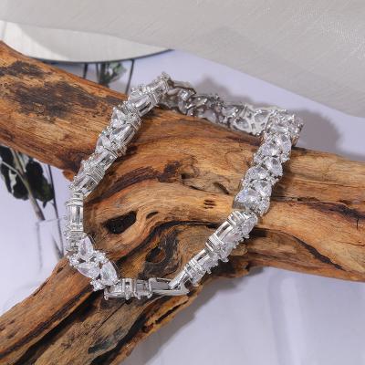 China New Arrival High Quality Floral Zircon FASHIONABLE CZ Crystal Bridal Bracelets for Wedding Party Prom or Daily Wearing Jewelry for sale