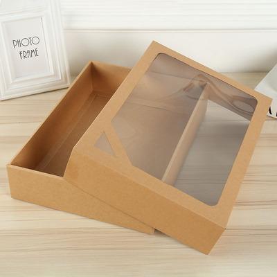 China Factory Price Recyclable Wholesale Custom Printing Kraft Paper Bakery Cupcake Box Disposable Food Packaging Box With Clear Window for sale