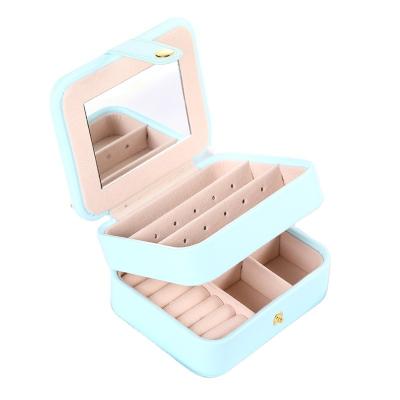 China Luxury Multifunctional Leather Jewelry Packaging Storage Square Jewelry Box for sale