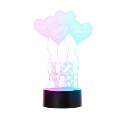 China Beautiful Led Night Light Industrial Base 3D Illusion Led Lamp 7 Colors Available For Lovers Gift And Hotel Decoration for sale