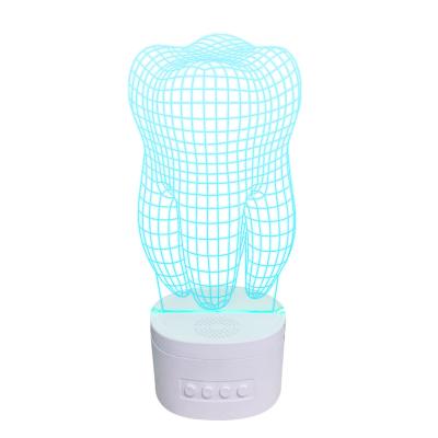 China Speaker Tooth 3D Illusion Table Lamp Industrial Blue Wholesale Acrylic Led Base 3d Speaker Blue Night Light for sale