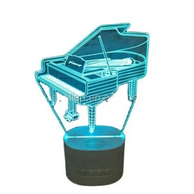 China Beautiful Modern Piano Shape 3D Illusion Lamp Speaker For Home Decor for sale